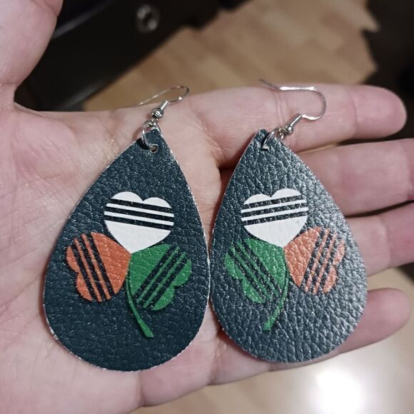 3 for 26 - St. Patrick's Day Faux Leather Earrings - Picture 3 of 3